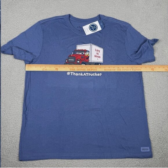Life Is Good Shirt Mens XXL 2XL Blue Mack Trucks Thank A Trucker Crusher Tee NW - Picture 7 of 11